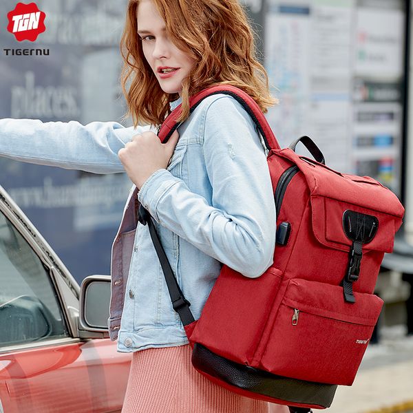 

tigernu brand fashion slim women usb charging backpack male 15.6 lapbackpack school bag for boys girls mochila