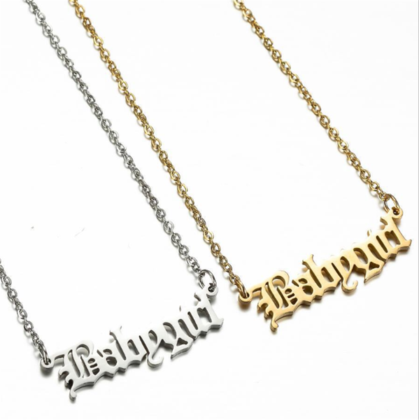 

letter charm choker babygirl chain necklace for kids birthday gift stainless steel jewelry silver gold pendant collier femme