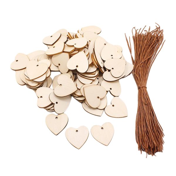 

100 pieces wood heart shape slices blank wooden tags with holes. great for diy wedding dcor making ornaments other hand tools