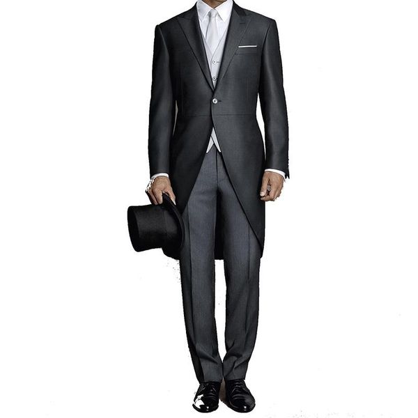 

black tailcoat men suit wedding custom made groom tuxedo formal male blazer slim fit groomsmen bridegroom suit 3 pieces (jacket+pants+vest)d, White;black