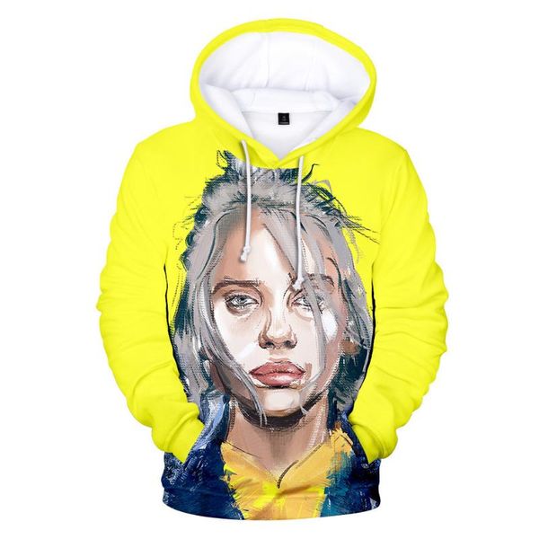 

billie eilish толстовка мужчины женщина осень толстовка хлопок высокого качества теплая толстовка streetwear мода 3d печать hoody пуловеры, Black