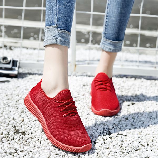 

2019 solid color women sneaker hollow low mesh running shoes outdoor female lace up sports shoes size 35-41