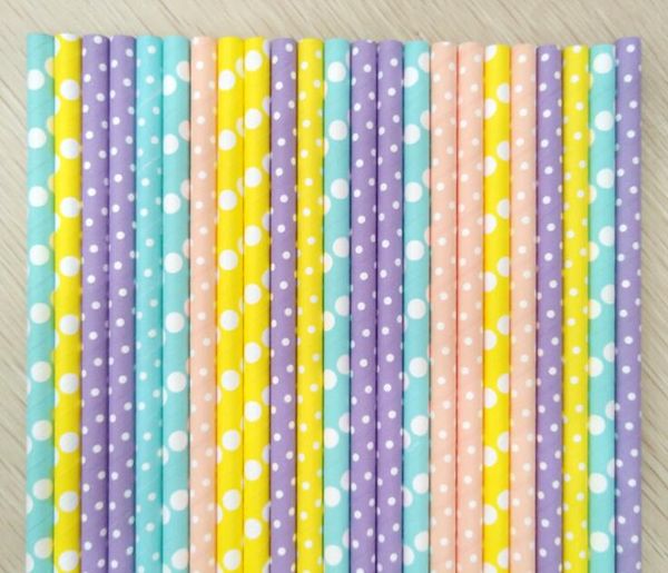 

paper dot drinking straw disposable paper straws eco friendly bachelor party children birthday party decorations multi colors