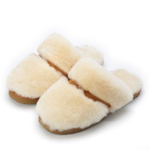 

new women fashion sheep hair slippers candy-colored flat-heeled winter and autumn slippers size 34~40, Black