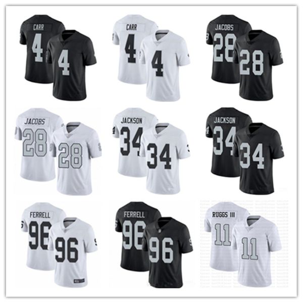 

2020 new mens las vegas raider 4 derek carr 28 josh jacobs 98 maxx crosby ferrell 11 henry ruggs iii 34 bo jackson football jerseys, Black;red