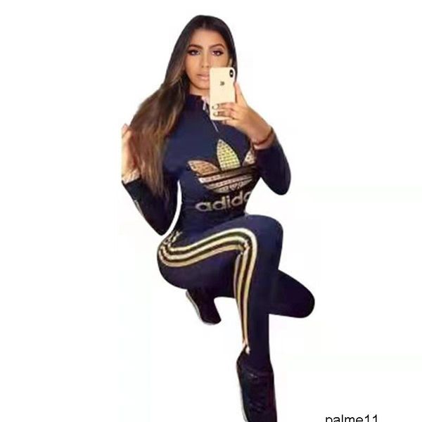 

women letter embroidery tracksuit long sleeve trend t shirt + pants leggings 2pcs set jogger outfit sportswear clothes suit leo9, Gray