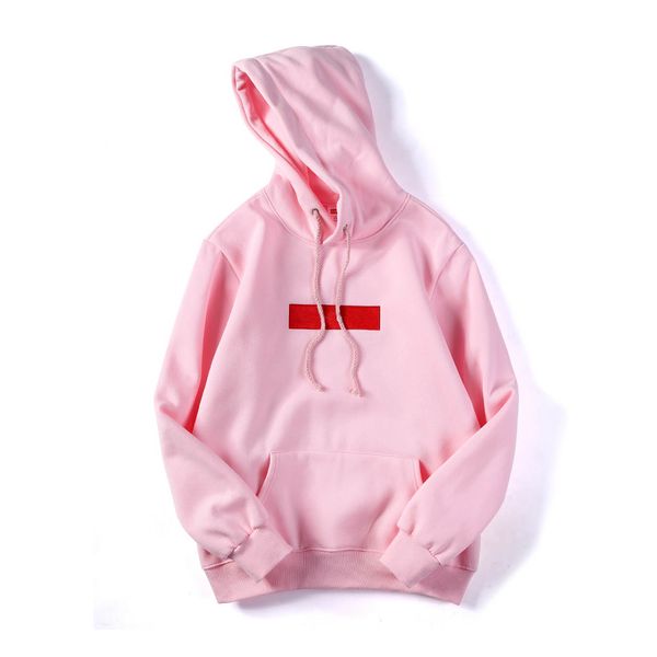 

2019 winter men women brand box logo embroidered hoodies hip hop sweatshirt casual male hooded pullover winter jumper, Black