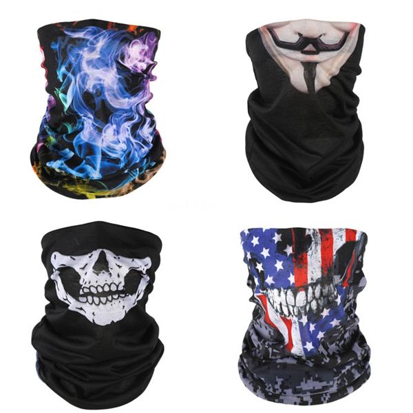 

outdoor hiking insect protective head skull scarf seamless magic head scraf american flag printed multi-function riding face ers 1#459, Blue;black