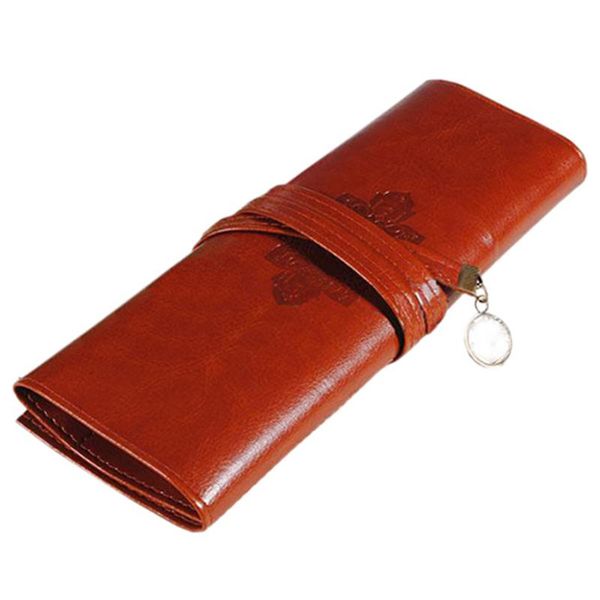 

retro pu leather pen pencil card phone pouch holder makeup case cosmetic bag school office traveling accessories