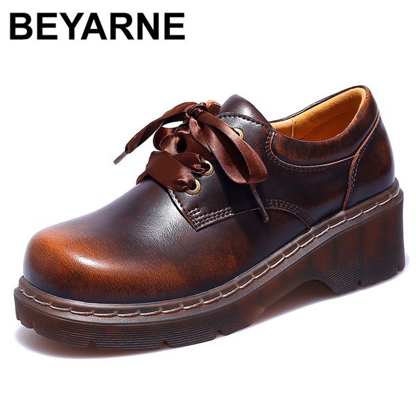

beyarnecasual women british style ins vintage brock small leather shoes women japanese department college shoesl080, Black