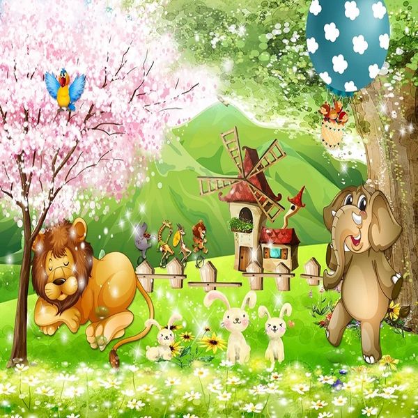 

custom large mural 3d wallpaper fairy cartoon animal lion rabbit elephant bedroom mural tv back wall decor deep 5d embossed