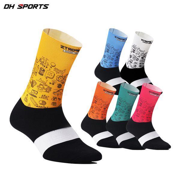 

anti slip outdoor cycling socks seamless integral moulding camping hiking running bicycle bike sport socks, Black