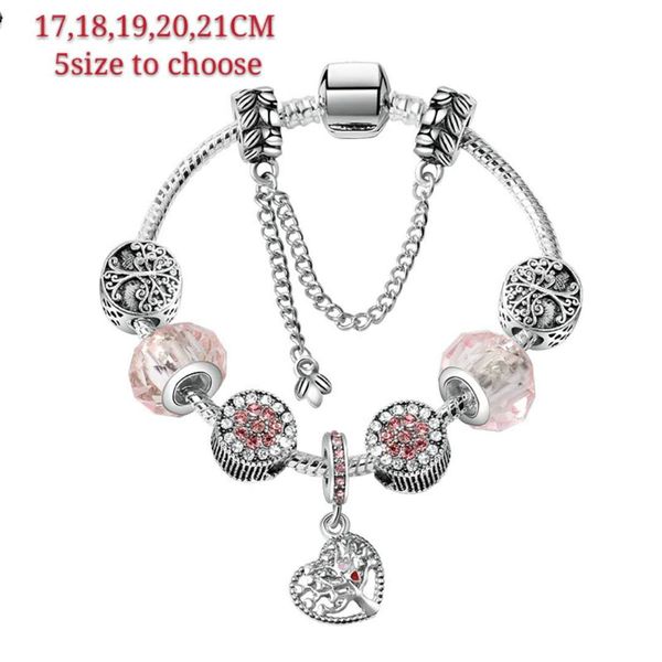 All'ingrosso-Bracciale Braccialetti in argento 925 Ciondoli albero della vita Charms Bracciale con perline Catena di serpenti come regalo di Natale Gioielli fai da te con logo personalizzato