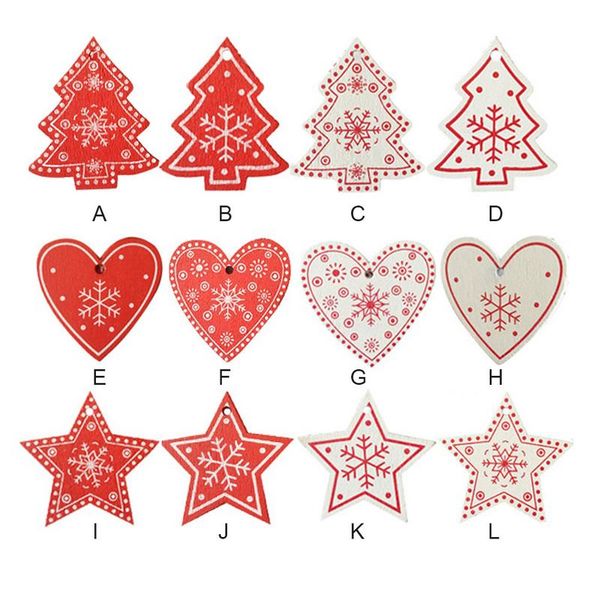 

10pcs wooden christmas love heart pendant interior decorations home accessories