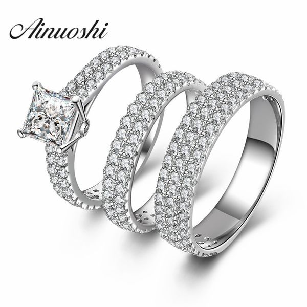 

ainuoshi бесконечность anniversary promise обручальное кольцо обручальное princess cut 925 sterling silver женщины мужчины promise lover под, Slivery;golden