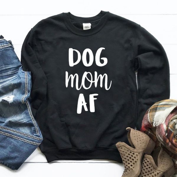 

dog mom print women sweatshirts casual hoodies for lady girl funny hipster jumper drop ship mf-27, Black