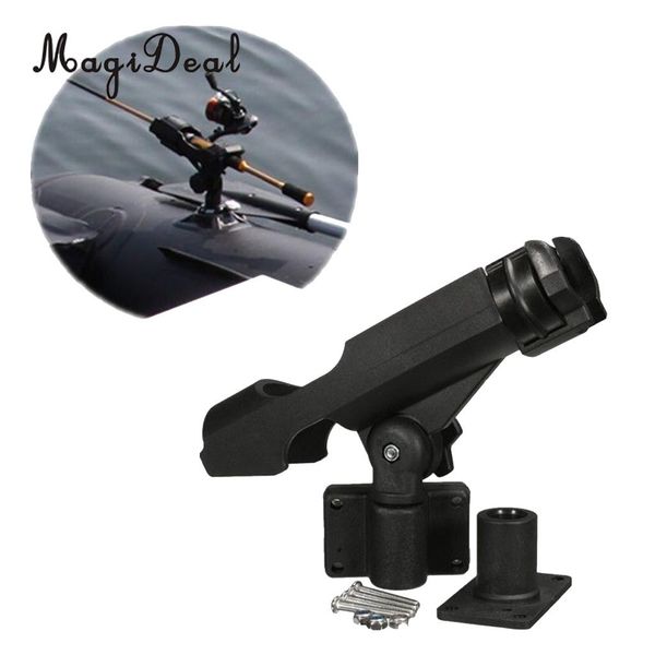 

magideal 4pcs adjustable side rail mount for kayak boat fishing pole rod holder tackle kit fishing accessory black