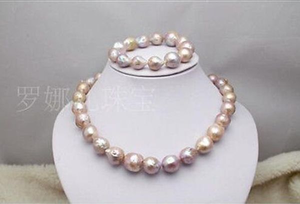 

envÃ­o gratis 14 k-15mm redondo rosa pÃºrpura multicolor pulsera de collar de perlas, Silver