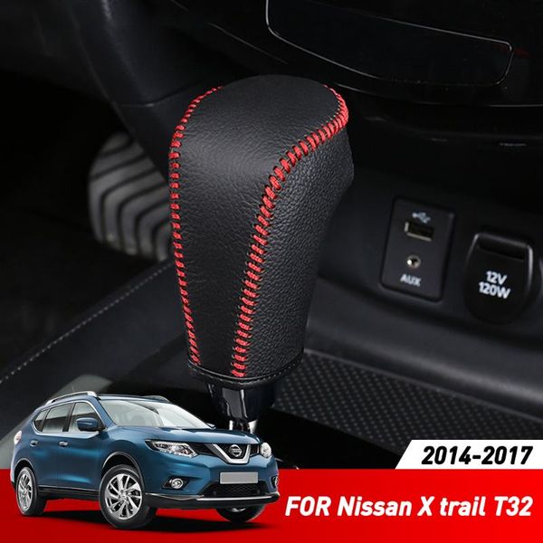 

car gear shift collars for x-trail x trail t32 2014 2015 2016 2017 accessories leather car gear head shift knob cover