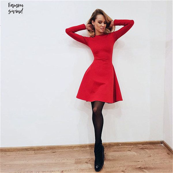 

fall dress casual women long sleeve bodycon party dresses a line autumn winter slimming elegant temperament quality mini designer clothes, Black;gray