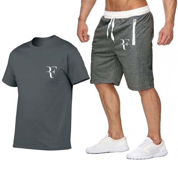 

2019 new arrivals casual male t-shirts man roger federer perfect logo print t shirts+shorts set fashion custom graphic tees suit, White;black
