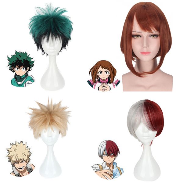 

boku no hero academia wig cosplay costume my hero academia ochaco uraraka todoroki s bakugou katsuki midoriya izuku hair, Black