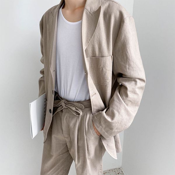 

korean blazer men's fashion solid color business casual suit jacketwear men street wild loose dress jacket mens spring m-xl, White;black
