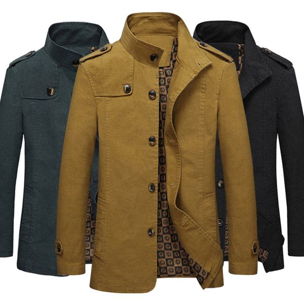 

spring and autumn new style men jacket pure cotton brushed washing men's trench coat korean-style slim fit fashion, Black;brown