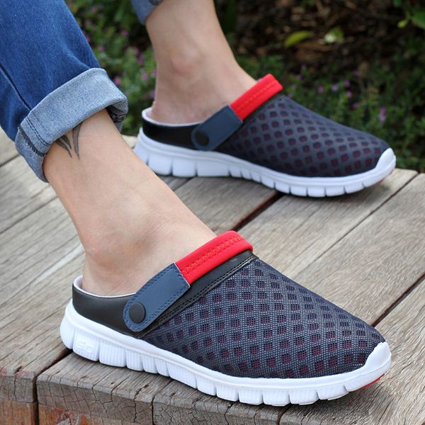 

2019 men women summer sandal mesh breathable padded beach flip flops shoes solid flat bath slippers, Black