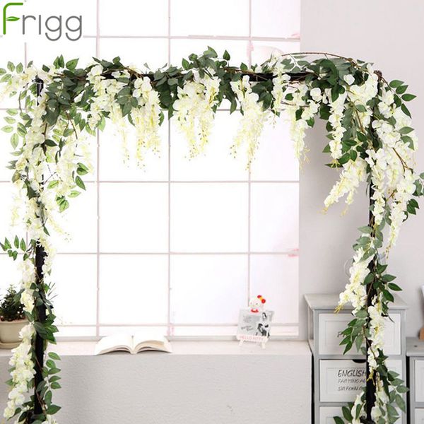 

frigg 2m artificial wisteria flower vine silk string hanging wall decoration outdoor home trailing flower