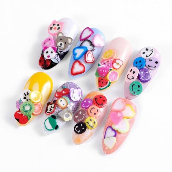 

colorful fruit shape polymer clay slice nail stickers long lasting decoration manicure accessory, Silver;gold