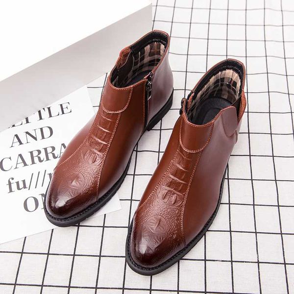 

cimim brand men business high help leather shoes comfortable formal ankle boots italy office fashion casual men boots, Black