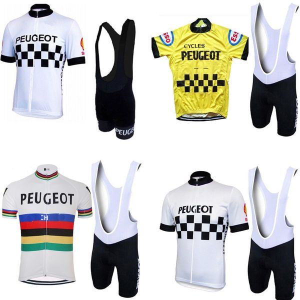 

racing sets man white / yellow vintage cycling jersey set short sleeve clothing riding clothes suit bike wear shorts gel pad, Black;blue