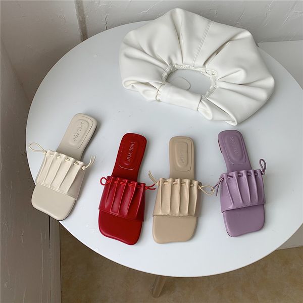 

white slippers fashion flat shoes women mule sandal open toe flat casual slides summer outdoor beach talon femme zapatos 2020, Black