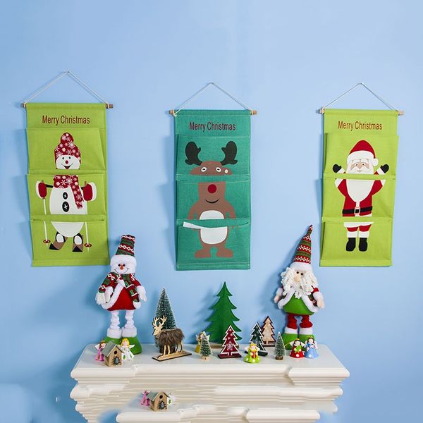 

over door wall organizer christmas santa claus reindeer print bag hanging storage christmas decorations for home kerst decoratie