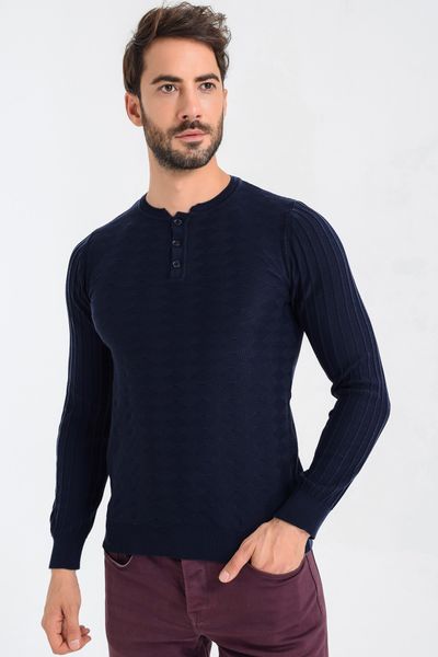 

heyss o neck button men 's knitwear sweater, White;black