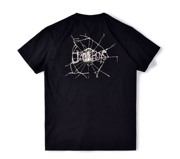 

мужские дизайнерские футболки high street travis scott jackboys rap tee part1 spider web printing sleeve t-shirt повседневная одежда s-xl, White;black