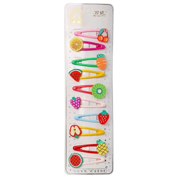 

dishykooker 10pcs girl hair clip fruit cartoon flower hairpin cute barrette headwear headdress, Slivery;white