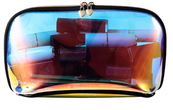 

tpu laser waterproof makeup bag women pvc transparent beach bag fashion magic cosmetic lightweight casual neceser df002