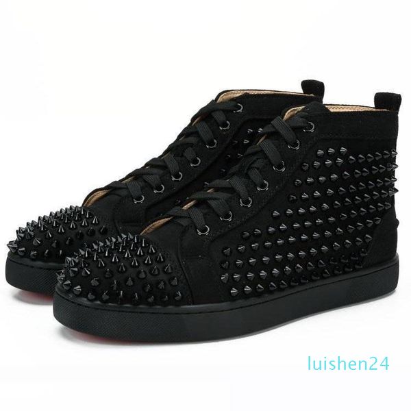 

ace designer fashion designer brand studded spikes shoes red bottom casual shoes men women party lovers genuine leather sneakers l24, Black