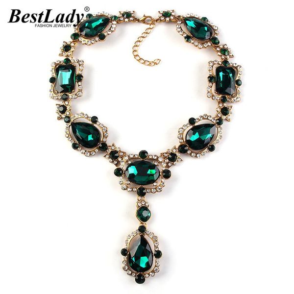 

lady european fashion crystal long necklace & pendants vintage luxury gem maxi statement brand necklace collier 2336, Silver