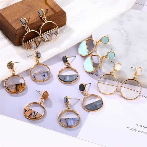 

2020 new fashion simple acrylic statement drop earrings for women gold round metal geometric earrings punk ear jewelry brincos, Silver