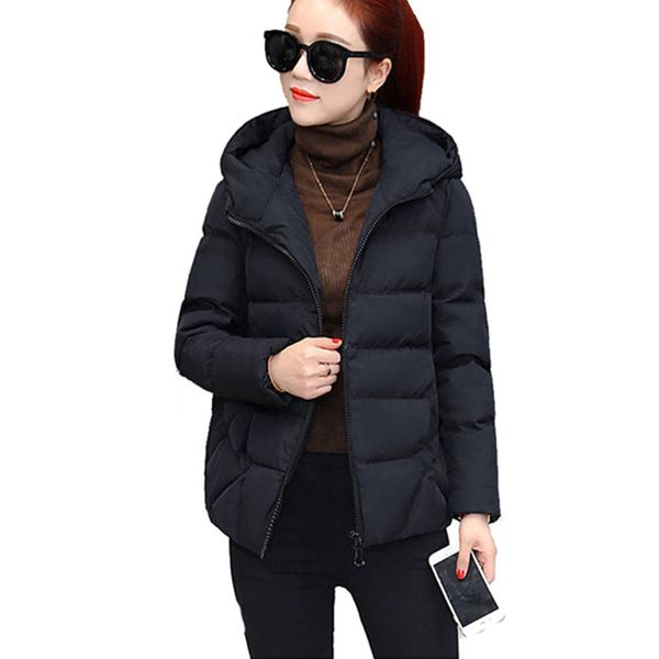 

2019 winter jacket women plus size womens parkas thicken outerwear solid hooded coat female cotton padded basic ns9088, Black;brown