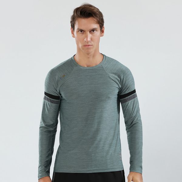 

2020 new men running shirt long sleeve gym fitness sport t shirt quick dry breathable male jogging training tee sportswear, Black;blue