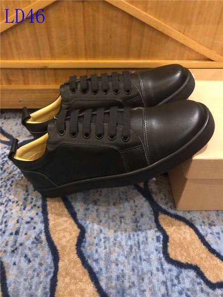 

a18 new christian luxury louboutin bottom red bottoms studded spikes brand cl mens casual shoes men women party lover sports sneakers, Black
