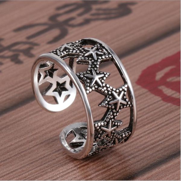 

мужчины женщины горячая мода звезда кольцо открытие регулируемый палец кольцо унисекс серебро ювелирные изделия из нержавеющей стали подарок, Silver