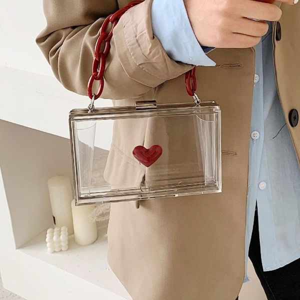 

small transparent women's shoulder bag jelly chain bag female crossbody bags for women 2020 lovely girl's heart mini tote bags