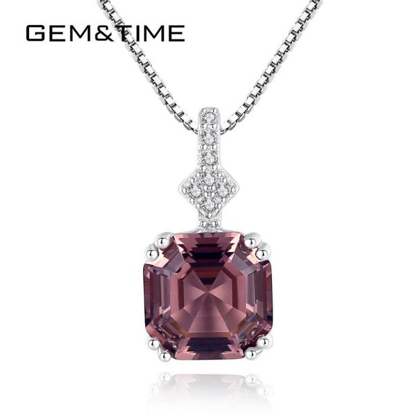 

gemtime аутентичные morganite сохатый solitaire подвеска sterling 925 серебряное ожерелье для женщин promise подарка ювелирных изделий sn010, Silver