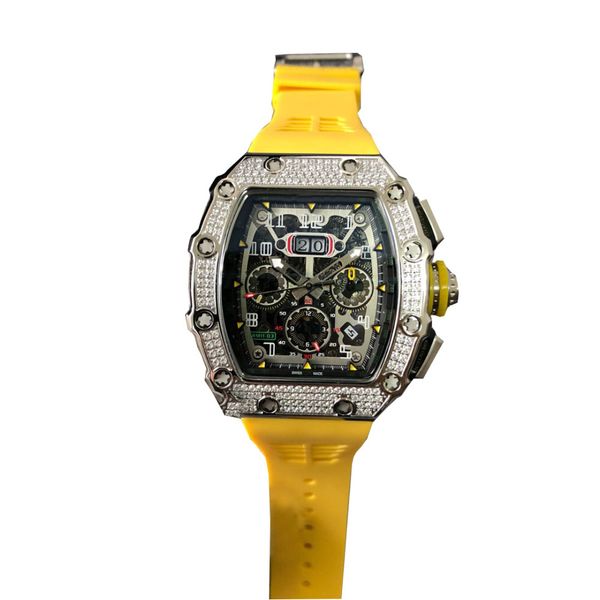 

Luxury Men Watches 2019 High Qulaity Design Automatic Diamond Watch for Men Iced Out Watch Waterproof Rubber Wristwatch