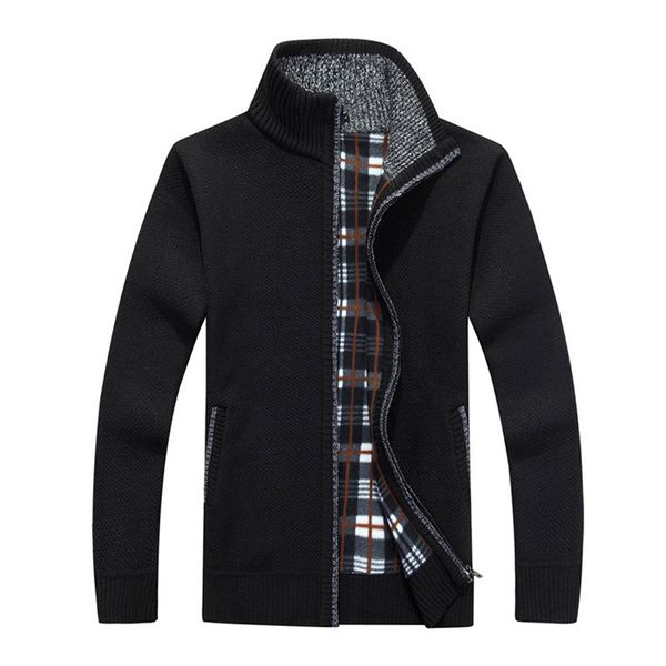 

plus size thicken knitwear sweater mens zipper winter outwear casual warm coat cardigan h9, Black;brown